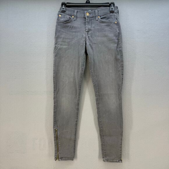 7 For All Mankind Denim - 7 For All Mankind Jeans Women's 26 (2) Grey The Skinny 26 Ankle Zip Normcore